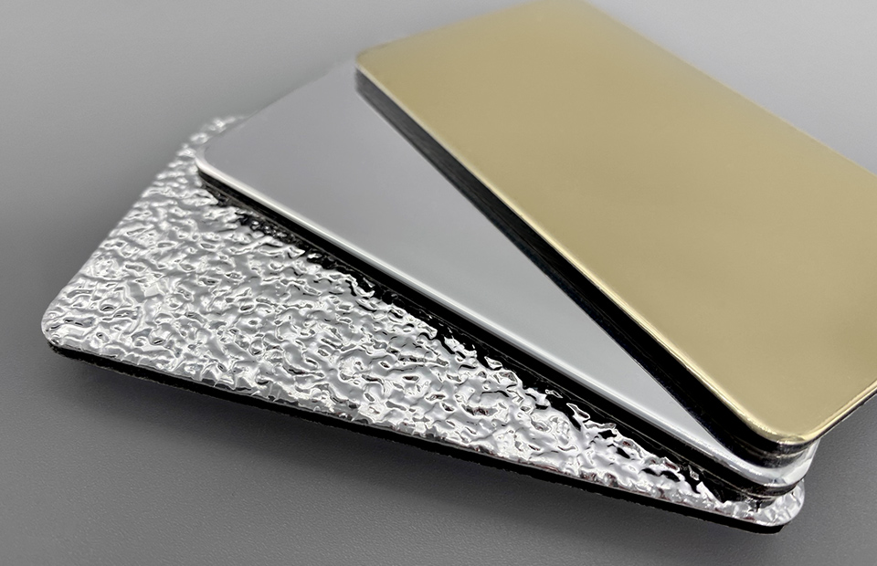 Werbehaug Materialkunde Platten DIBOND SPIEGEL Dibond Silberspiegel Dibond Goldspiegel