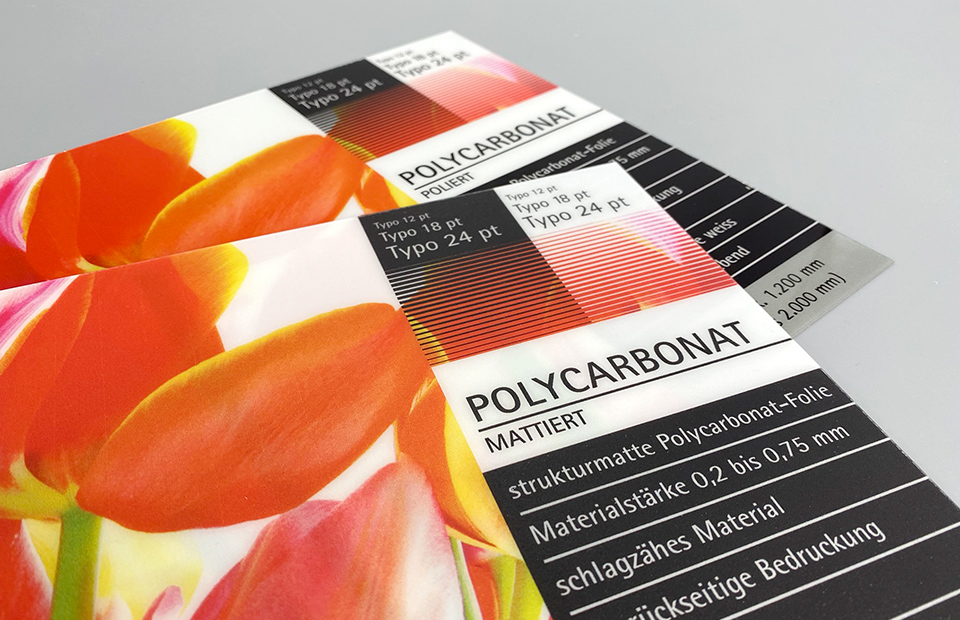 Werbehaug Materialkunde Platten LEXAN Polycarbonat mattiert poliert granuliert bedruckt